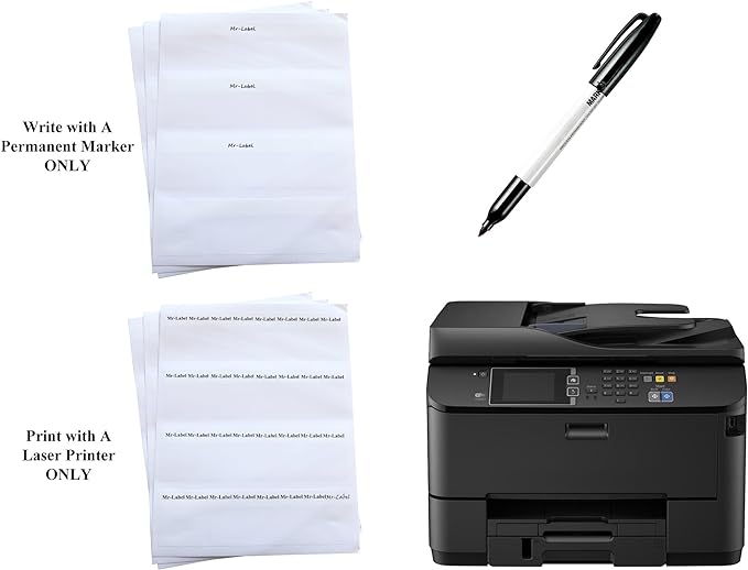 Mr-Label Self-Laminating Wrap Around Cable Labels – Letter Sheet Laser Printer Only – for Wire Marking Identification (25 Sheets (800 Labels), 5 Assorted Color)