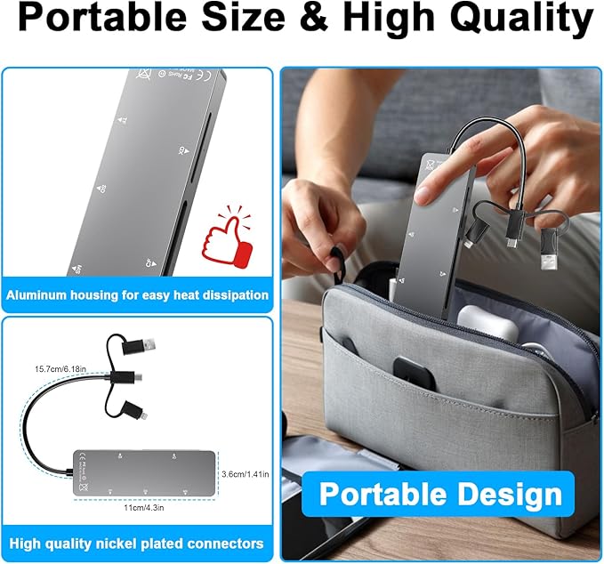 New Upgraded Memory Stick Pro Duo Adapter - Supports Read 5 Cards Simultaneously SD/TF/CF/MS/XD Picture Card Reader, USB 3.0 Multi Memory Card Reader USB C Lightning OTG Adapter for iPhone16/15