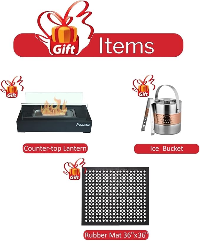 Elementi | Bundle Manchester Gas Fire Pit Cast Concrete Semi-Round Fire Table, Outdoor Fire Pit Electronic Ignition | Canvas Cover, Lava Rock Included | Red Wood (Propane Gas)