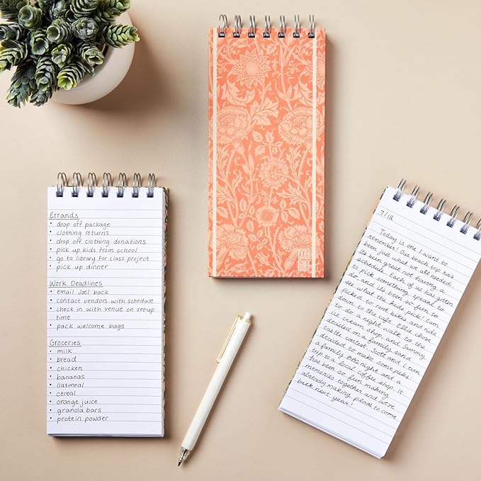 The Gifted Stationery Hardcover Spiral-Bound Notebook Pack - Top-Bound Spiral Notepads - Grocery List Notebook - Office & School Notepads - 8.4 x 3.75 in, 100 Sheets/200 Pages, Pack of 3