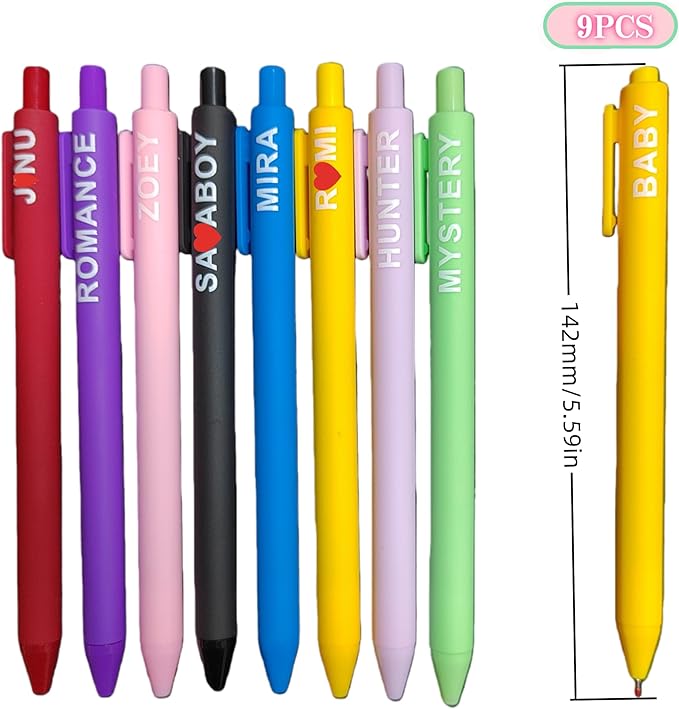 playneeu Kpop Merch Pen Set – 9 Colorful Gel Pens Inspired by Virtual Idol Characters, Black Ink Writing Pens for Fans, Cute Stationery Gift for Students & Music Lovers