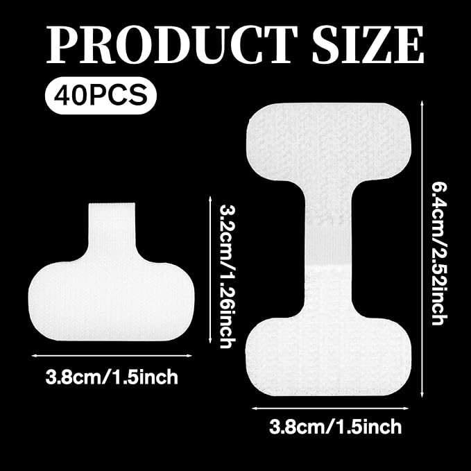 40Pcs Write On Wire Labels, White Hook and Loop Cable Labels Cord Tags for Classify Identification 1.5'' x 0.71'' Wire Tags for Electronics, and Computers Cable Management
