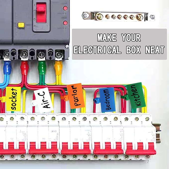 250pcs 6 inch Wire Zip Ties, Self-locking Nylon Cable Tags Labels, Multicolor Written-on Cable Mark Ties Zip Tie Tags for Wire Marking and Organizing
