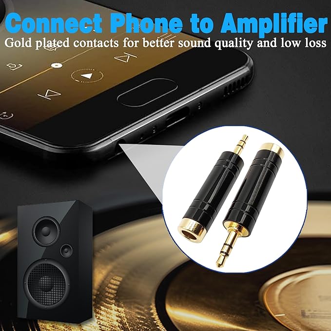Voluty Tek 6.35MM Female to 3.5MM Male Headphone Adapter 1/4 to 1/8 Audio Stereo Adapter for Headphone 2PCS