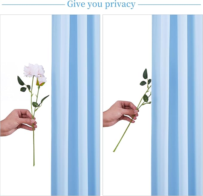8 Panels Baby Blue Backdrop Curtain for Baby Shower Parties Wrinkle Free Light Blue Curtains Backdrop Drapes Fabric Decoration for Birthday Party Photography 40ft x 10ft