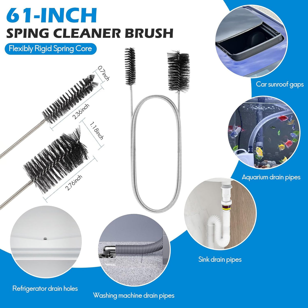 10 PCS Drain Snake Hair Drain Clog Remover Tool Set, Snake Drain Hair Removal Tool, Grabber Claw Drain Hair Remover, Flexible Drain Cleaner Brushes for Toilet, Kitchen Sink, Shower & Tub