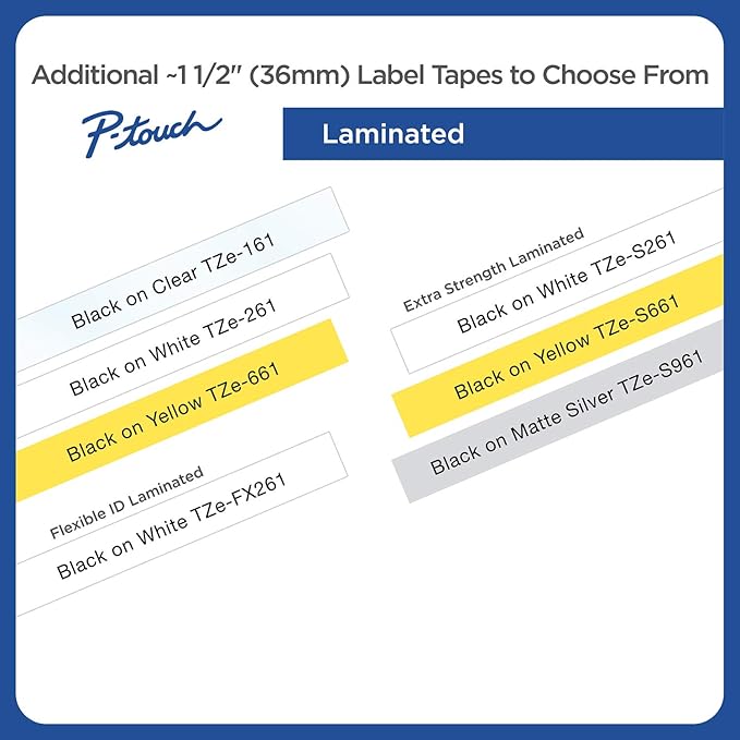 Brother Genuine P-touch TZE-S961 Tape1-1/2" (1.4") Wide Extra-Strength Adhesive Laminated Tape,Black on Matte Silver Laminated for Indoor or Outdoor,Water-Resistant, 1.4" x 26.2' (36mm x 8M),TZES961