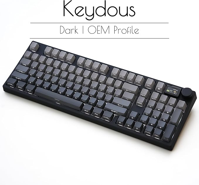 NJ98 Wireless Custom Mechanical Keyboard with Screen Knob 96% Hot Swappable RGB Keyboard Mac Windows (Dark, Steel Plate-Box Deep Sea)