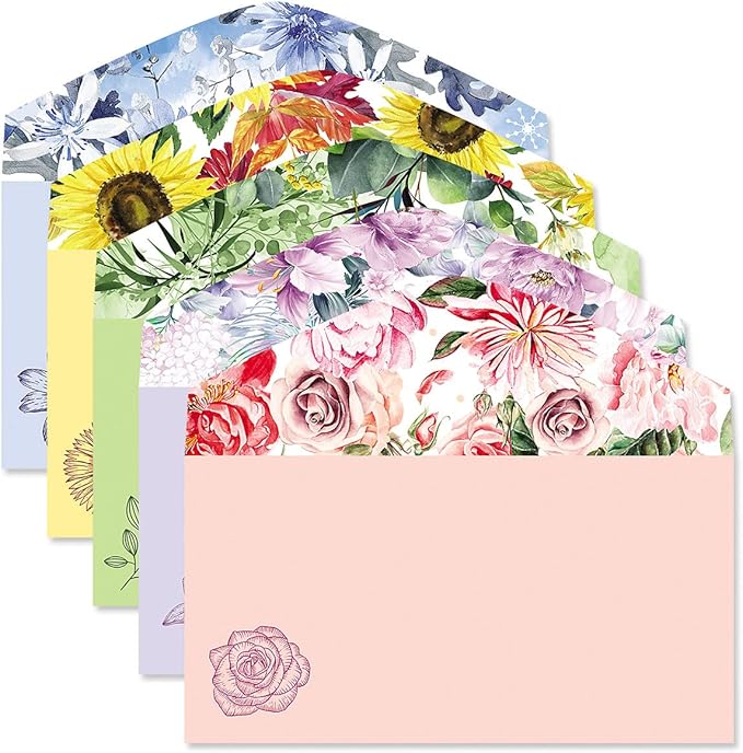 Current Floral Letter Paper - Spring Stationery Papers With Decorative Flower Assortment Border, Printable Holiday, Wedding & Bridal Shower, & Invitation Sheets, Set of 25, 8 1/2" x 11"