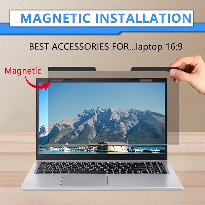 ZOEGAA Magnetic 11.6 Inch Laptop Privacy Screen Filter, for Removable & Reusable 16:9 Widescreen Display Laptop Privacy Screen 11.6 inch and Anti-Spy Anti-Blue Light Anti-Glare Protector