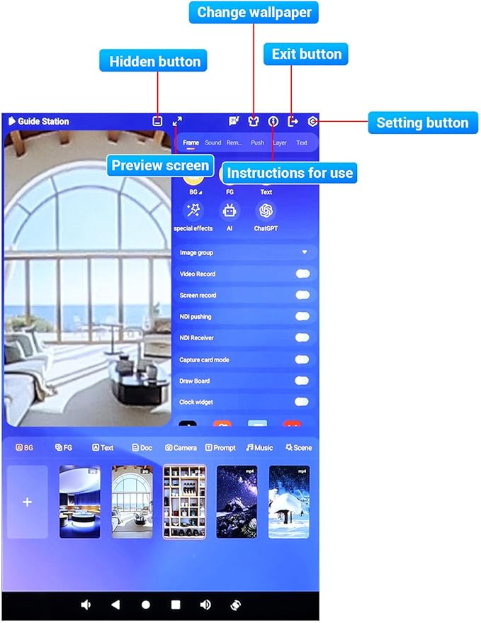 10.1 Inch Desktop Live Stream Projection Screen, 8GB + 128GB Tabletop Live Broadcasting Machine Live Display Screen with Video Recording, Microphone, Teleprompter (US Plug)