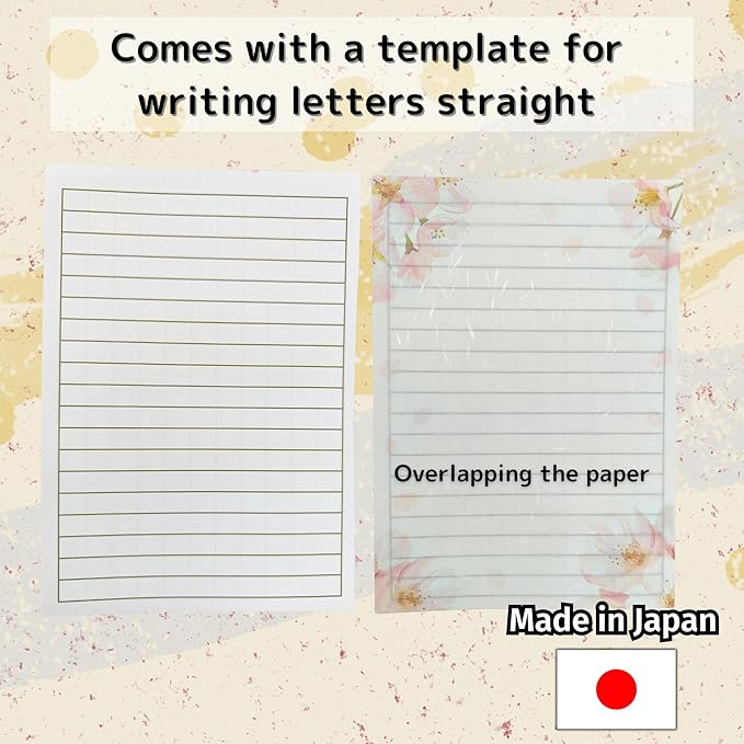Japanese Cherry Blossom Stationery Paper and Envelopes Set, Made in Japan,15 Sheets, 8 Envelopes (Light Pink), Elegant Washi Paper for Writing Crafts,Gift