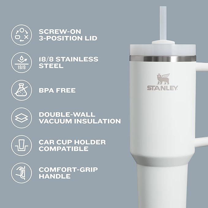 STANLEY Quencher H2.0 Tumbler with Straw 20 oz | Flowstate 3-Position Lid | Cup Holder Compatible for Travel | Insulated Stainless Steel Cup | BPA-Free | Stainless Steel Shale