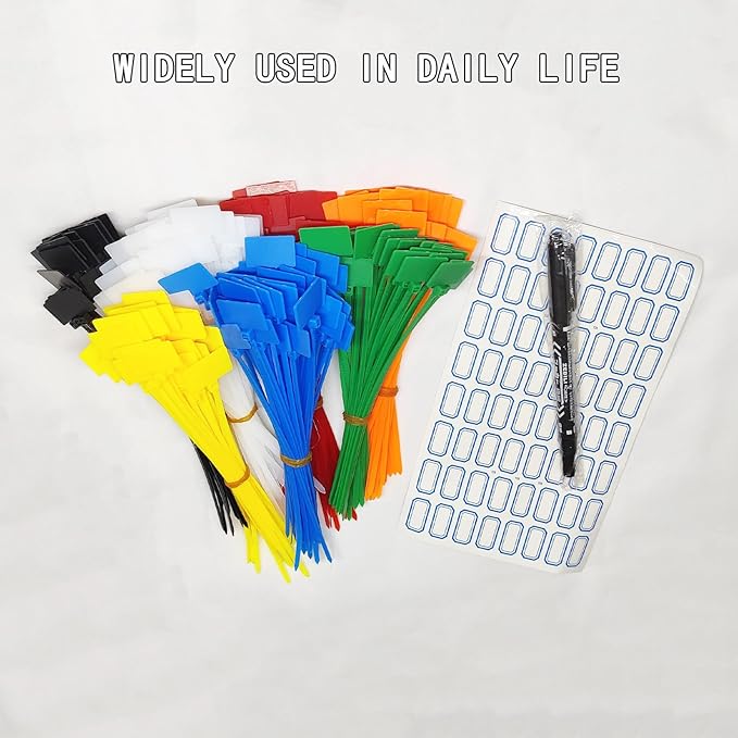 250pcs 6 inch Wire Zip Ties, Self-locking Nylon Cable Tags Labels, Multicolor Written-on Cable Mark Ties Zip Tie Tags for Wire Marking and Organizing