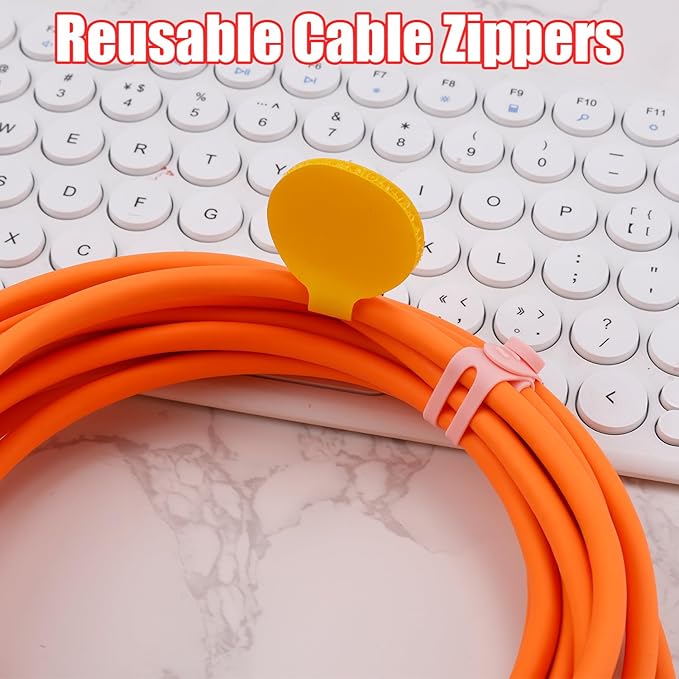 32pcs Cable Labels and Silicone Cable Ties, Reusable Cable Labels Tags Adjustable Silicone Zip Ties 20 Wire Labels and 12 Cable Straps Cord Wrap Organizer for Charging Cords Wires Cables