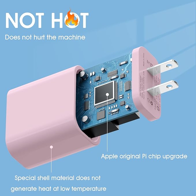 4Pack USB C Charger Block, iGENJUN 20W USB C Charger Wall Charger PD 3.0 Plug Box Type C Brick Cube, Compact USBC Power Adapter for Phone 16/16 Pro/15/14, Galaxy, Pixel, AirPods Pro-Baby Pink