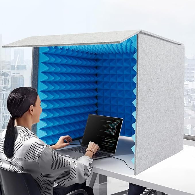 60x60cm Foldable Desktop Soundproof Booth for Voice Recording with Noise Reduction Sponge and Polyester Panels