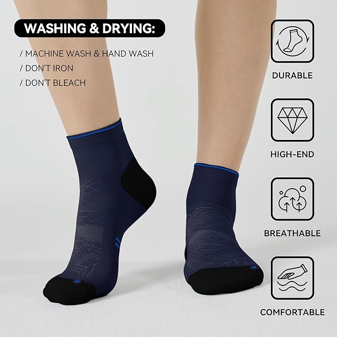 CS CELERSPORT 2/5 Pairs Ankle Compression Socks for Men and Women Running Athletic Socks