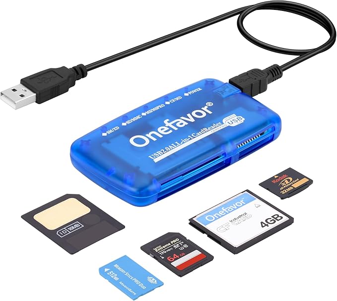 SmartMedia Cards Reader Writer, All-in-1 USB Universal Multi Card Adapter Slim Hub Read Smart Media SD, XD, CF, MMC, MS Pro Duo, Camera Flash Memory Cards Reader for Windows, Mac, Linux