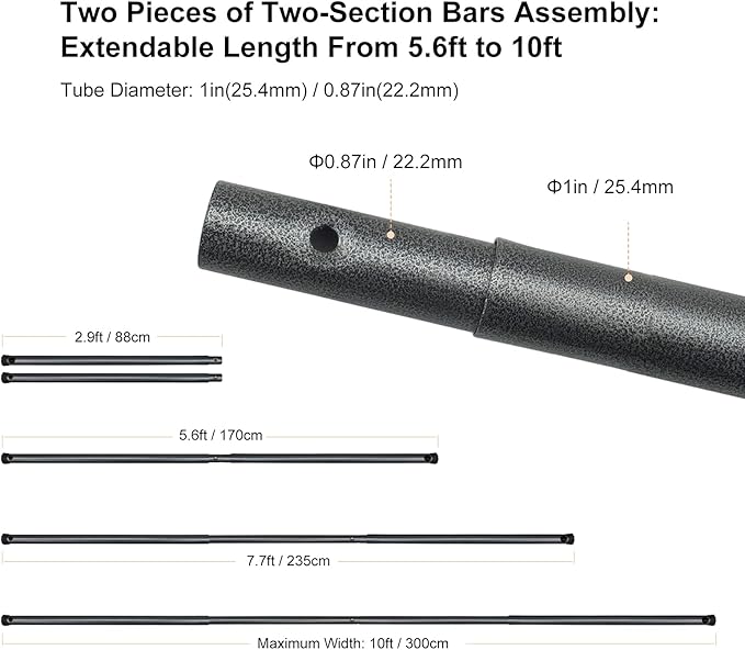 LINCO Lincostore Studio Crossbar for Backdrop Stands, 10 feet, Telescopic AM236