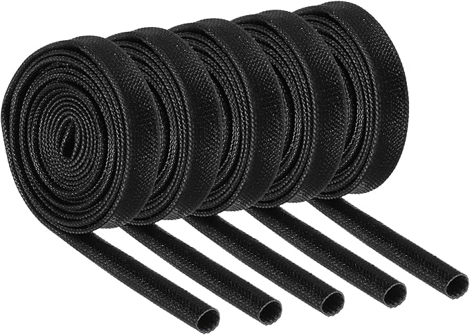 MECCANIXITY 5Pcs Wire Insulation Braid Fire Sleeve,3.28Ft-3mm ID Black, High Temp Silicone Coated Fiberglass Sleeving for Automotive Hose Lines Electrical Wiring