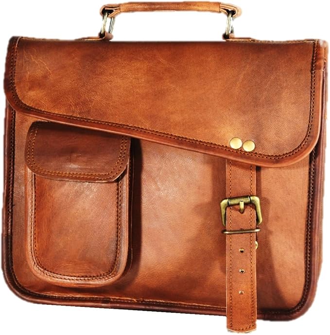 URBAN DEZIRE Men's Genuine Leather Small Briefcase Messenger Satchel Ipad Tab Tablet Bag 11 compatible with Apple product