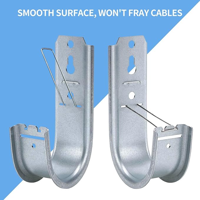 KUAGINZUHE 50 Pack 2-Inch Galvanized Steel Cable Support J-Hooks with Retainer Clips - Heavy Duty Wall Mount Cable Management Hooks for Structured Cabling & Organization