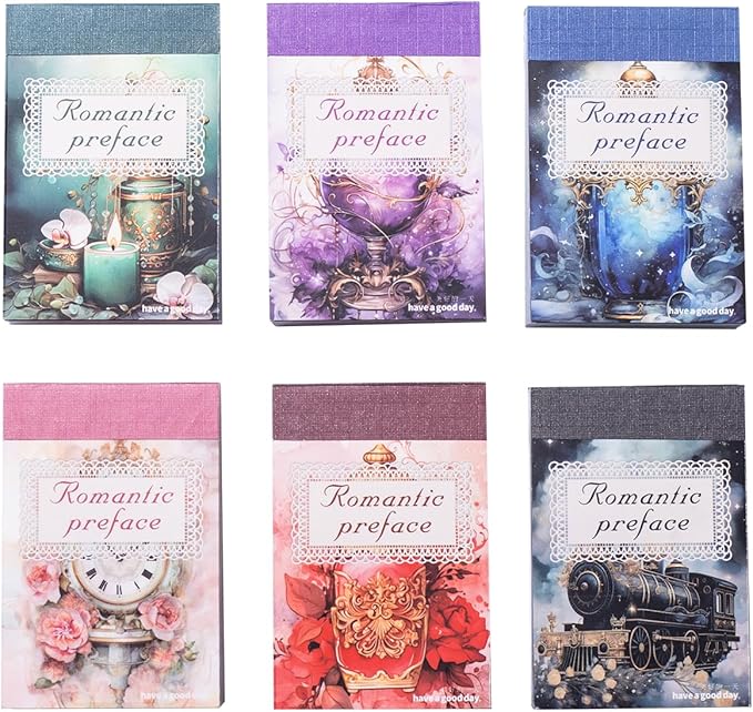 Miyouluna 6Pcs Vintage Washi Sticker Book Set, Scrapbook Supplies for Junk Journals, DIY Crafts, and Aesthetic Decorations, with Storage Organizer
