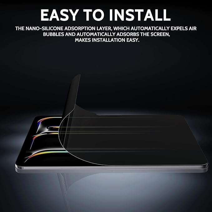 Peslv 360° Privacy Screen for iPad Pro 11 Inch M4/M5 [2024/2025 5th/6th Gen], Anti Glare Blue Light Spy Filter Private Cover, High Sensitive Bubble-Free Easy Install Black Security Protector