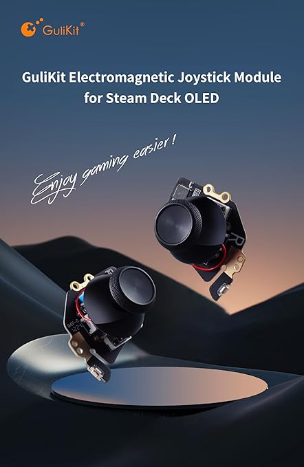 GuliKit Hall Effect Joystick Module For Steam Deck OLED, Electromagnetic Thumbstick Replacement with Original Touch Sensing, No Soldering, One-Key Calibration,Joysticks with Caps(Not for LCD)