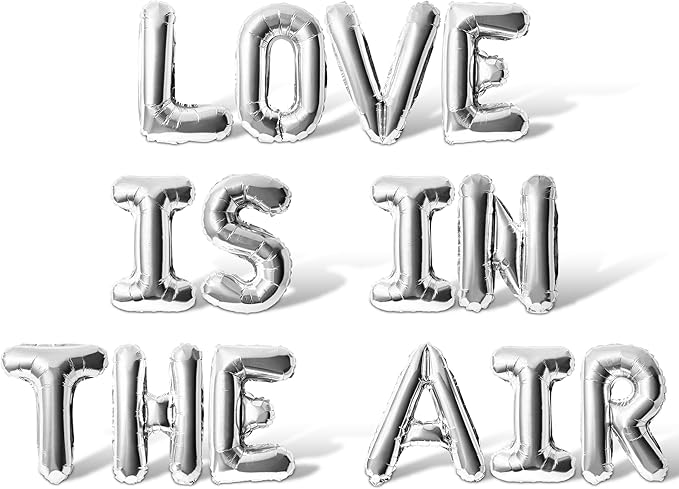 Letter Balloons - LOVE IS IN THE AIR 16" Inch Alphabet Letters Foil Mylar Balloon Valentines Day Party Banner (Silver)