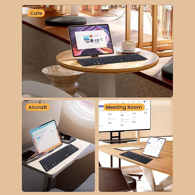 SUNGOOYUE Foldable Keyboard, Portable 5.3 2.4G Wireless Keyboard with Touchpad Number Pad with 59.3 x 64.8mm touchpad Battery for Tablet Laptop PC Smartphone