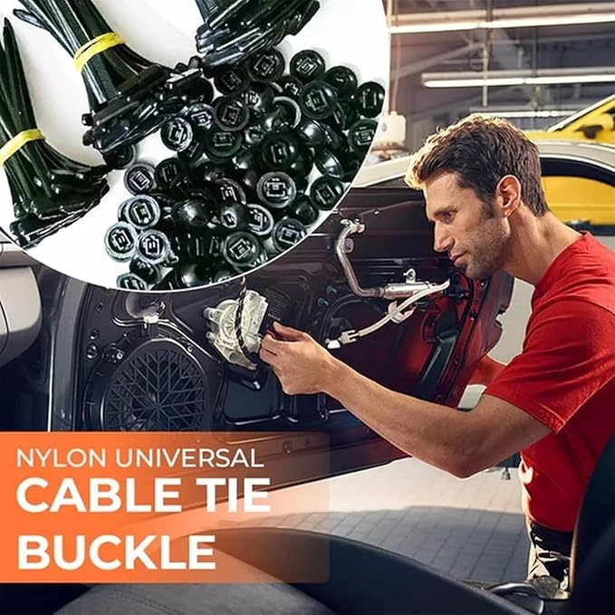 Nylon Universal Cable Tie Buckle, Heavy Duty Self-Locking Nylon Zip Ties Holder, New Multifunctional Cable Tie Buckle for Car Daily Repair (50pcs)