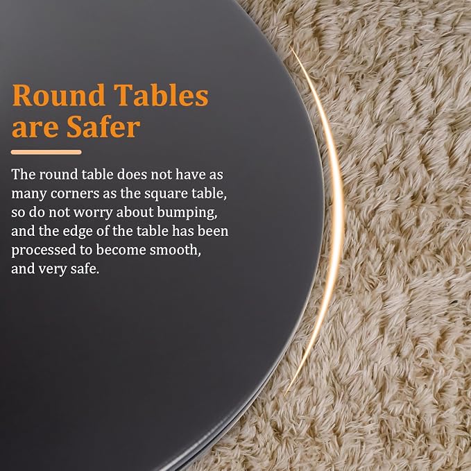 Tulip Round Dining Table 31.5" Black Round Kitchen Dining Table for 2-4 People, with 0.7" MDF Tables Top and Metal Pedestal Base Dinner Tables for Cafe, Home, Dining Room