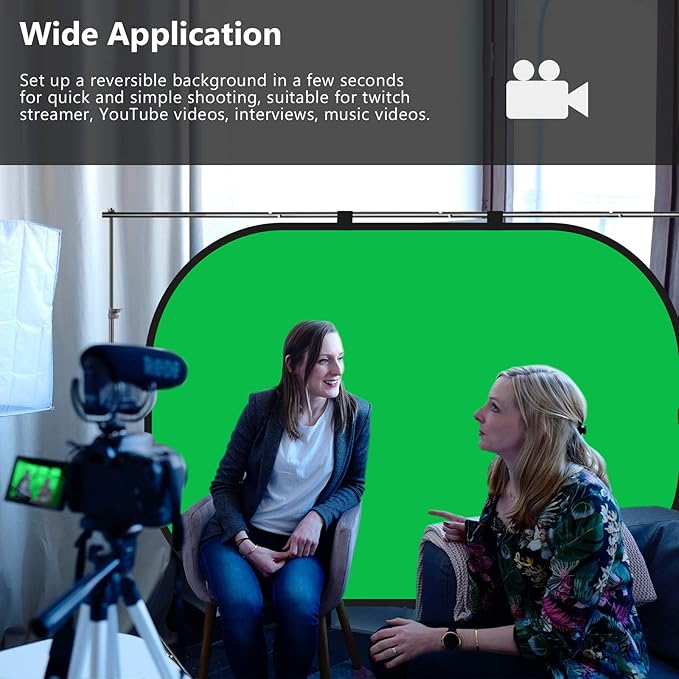 NEEWER Chromakey Backdrops, Double Sided Green Screen and Blue Screen, 2 in 1 Collapsible and Reversible Background for Photography, Gaming and Live Streaming, 5'×6.6'/1.5m×2m (Green/Blue)