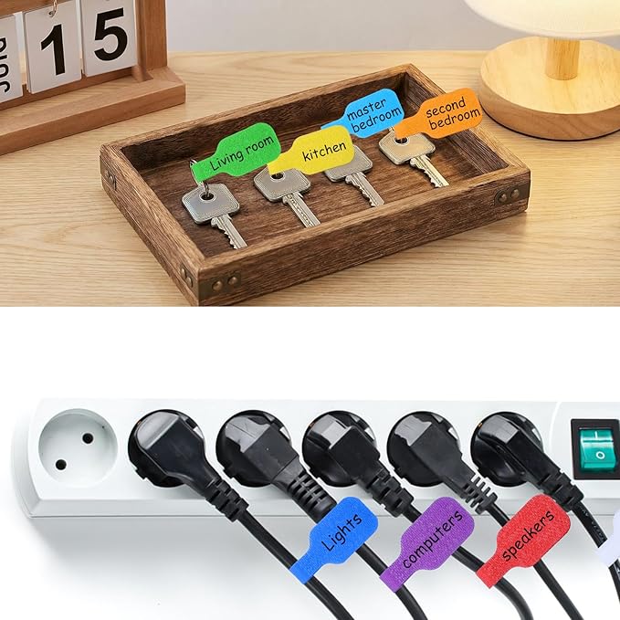 40 Pcs Cable Labels for Cords, Nylon Write On Cord Labels Tags for Electronics, Wire Markers Electrical Reusable Large Size Plastic Label for Charging Cords Management and Identification 8 Colors