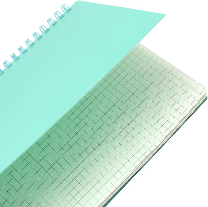 Yansanido Spiral Notebook, 6 Pcs A5 Thick Plastic Hardcover Graph Paper 6 Color 80 Sheets -160 Pages Journals for Study and Notes (6 colors, A5 5.7" x 8.3"-Grid)