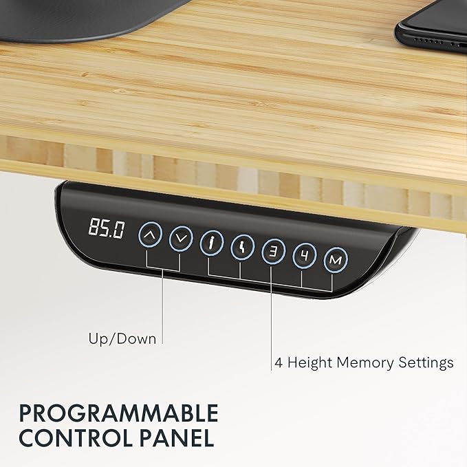 FLEXISPOT E6 MAX Bamboo Dual Motor 3 Stages Standing Desk 72x30 Inch Whole-Piece Board Electric Height Adjustable Stand Up Desk 150KG Load Capacity(Black Frame + Bamboo Curved Desktop)