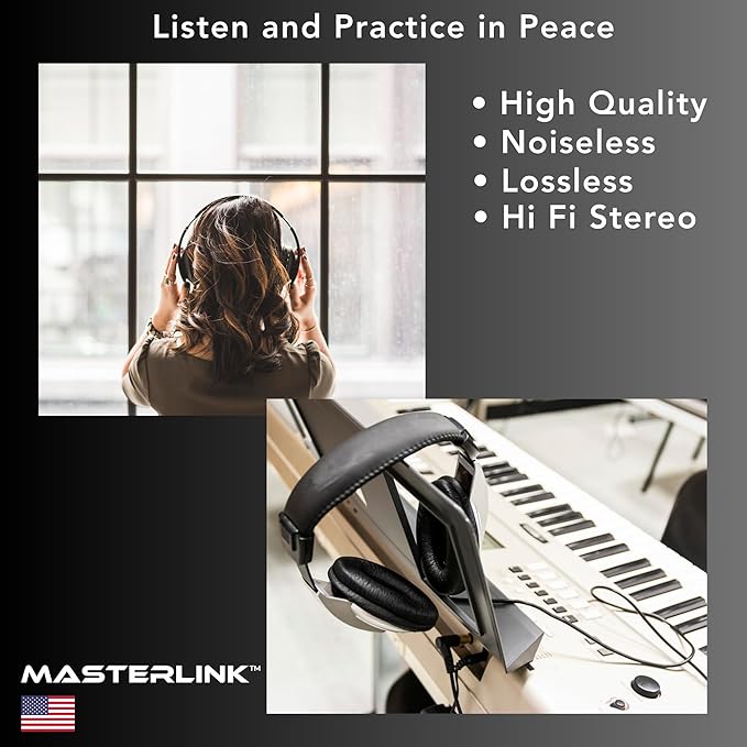 MASTERLINK 1/8” (1/4 inch) Male to 3.5mm (1/8 inch) Female Stereo Audio Jack Adapter for Aux Cable, Guitar Amplifier, Headphone, 2 Pack