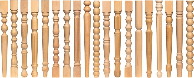 Beech Wood Modern Farmhouse Table Leg – Hanmade Turned Design – Unfinished Spindle Legs for DIY Furniture, Coffee Tables, Desks & Kitchen Islands (40 Inch / 100 cm)