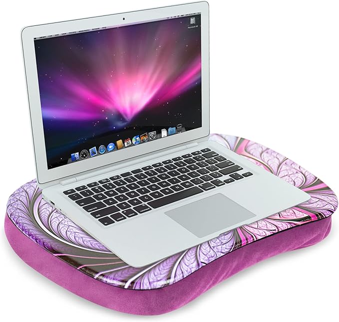 Jasenna Lap Laptop Desk - Portable Lap Desk with Pillow Cushion, Fits up to 15.6 inch Laptop for Home Office Students Use as Computer Laptop Stand, Book Tablet(1-Purple Flower)