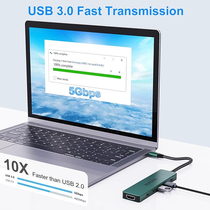 9 in 1 USB C Multiport Adapter for MacBook Air/Pro - USB C to 4K HDMI Hub Dongle with 100W PD USB3.0 - Portable USBC Hub Compatible with Laptops and Other Type C Devices
