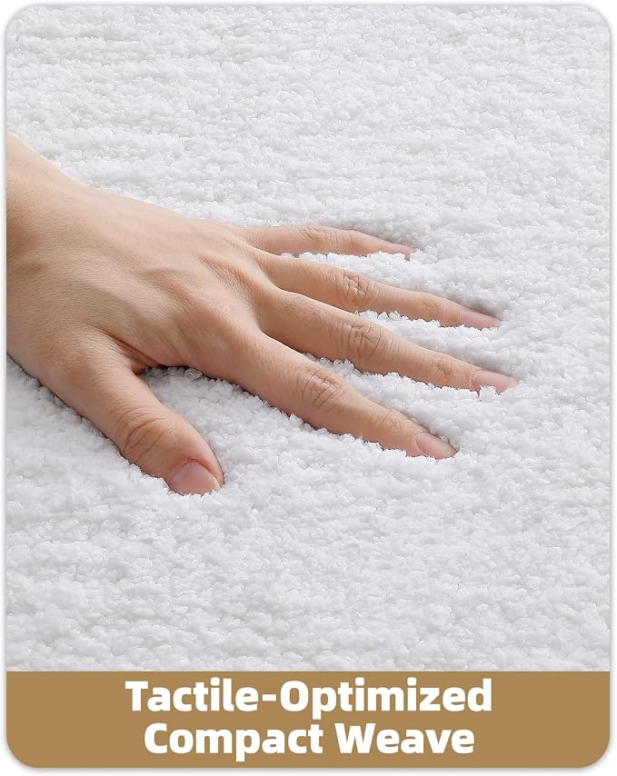 Color&Geometry White Bathroom Rugs, 24"x43" Non Slip Bath Runner Rug, Absorbent, Soft, Washable, Microfiber Bath Mat Bathroom Carpet