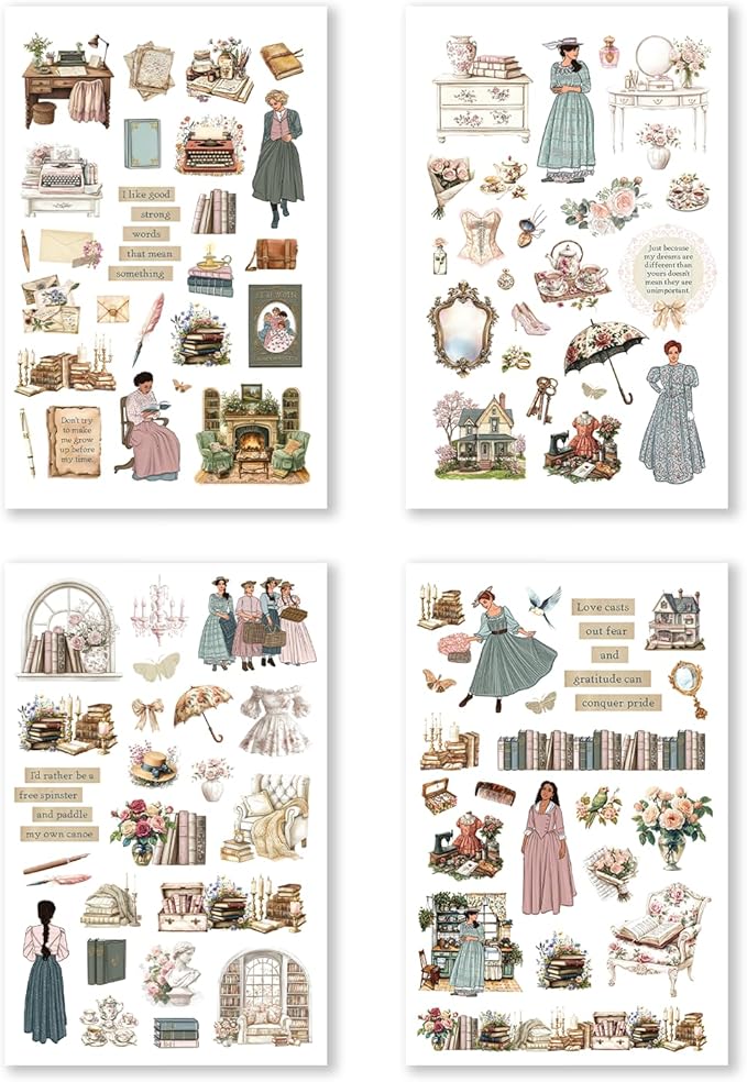 Hobonichi Compatible A5 Planner Sticker Book – Academia Collection Bookish Decorative & Functional Stickers for Cousin & Weeks Size Planners, Reading Journals & Creative Planning