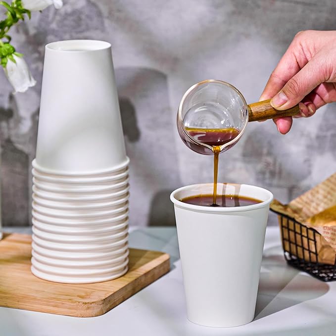 TV TOPVALUE 210 Count 12 oz Coffee Cups, White Paper Cups 12 oz for Water Juice or Tea, Perfect for Office Home Party