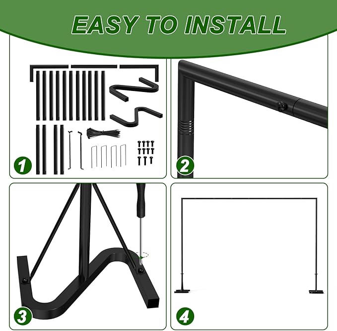 Backdrop Stand,10x7Ft Photo Backdrop Stand Photo Video Studio,Heavy Duty Square Backdrop Stand for Parties Wedding Photography Baby Shower Festival Decoration,Black