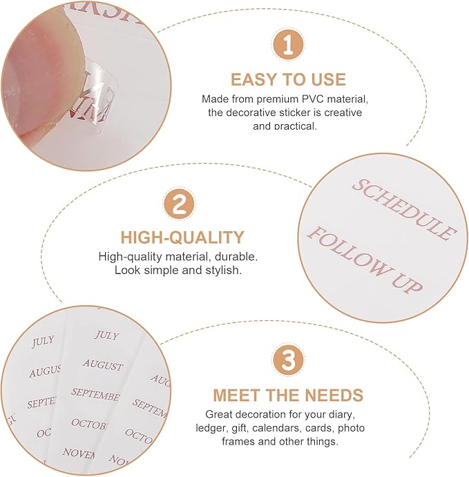 GALPADA 4 Sheets Rose Gold Foil English Phrase Stickers for Scrapbooking Journaling Monthly Planner Decoration Transparent Pet DIY Decals for Diaries and Photo Albums Creative Stationery