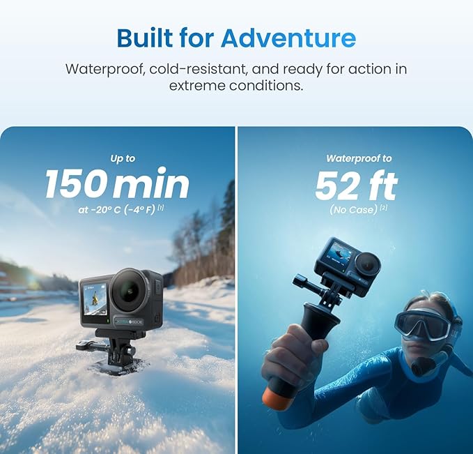Xtra Edge Action Camera, 1/1.3" Sensor & 4K Cinematic Video, Hyper Stabilization, Waterproof Camera to 52 Ft, 3-Hour Battery, Universal Quick Mount, Vlogging Camera for Adventure Photography