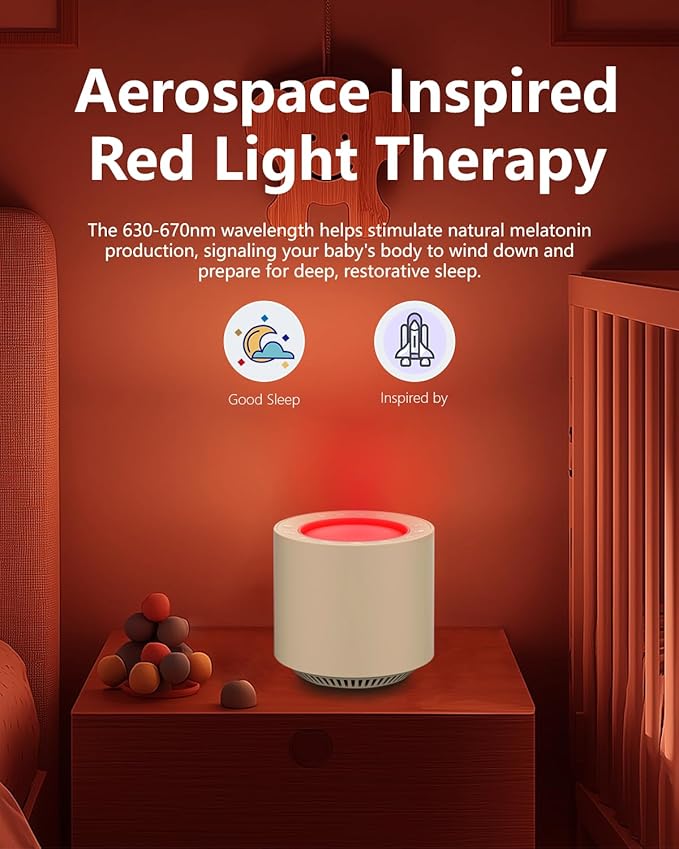 PureNurt Baby White Noise Machine: Red Light Therapy Sleep Sound Machine with 38 Soothing Sounds & Calming Womb Soother Shusher, Memory Function, Dimmable Nursery Night Light with Timer, Baby Gift