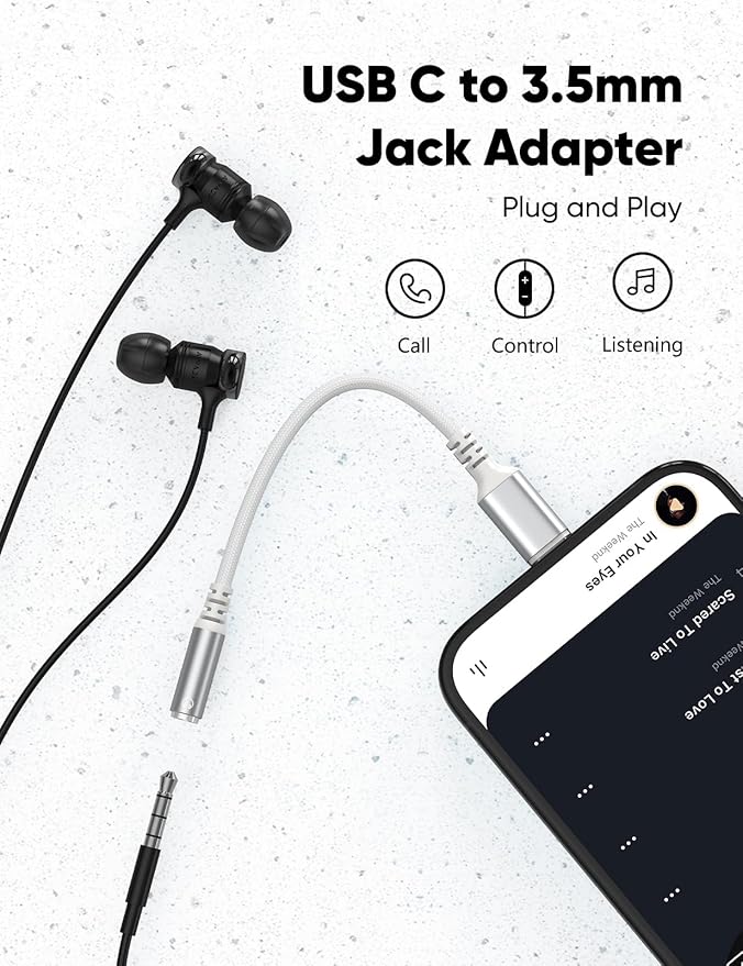 Highwings USB Type C to 3.5mm Female Headphone Jack Adapter, (3-Pack) USB C to Aux Audio Dongle Adapter Compatible with iPhone 16 Pro Max/15 Pro/15, Samsung Galaxy S24/S23/S22 Ultra, iPad Pro